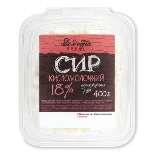 Сир Кисломолочний 18% Добра Ферма, п/у, 400г
