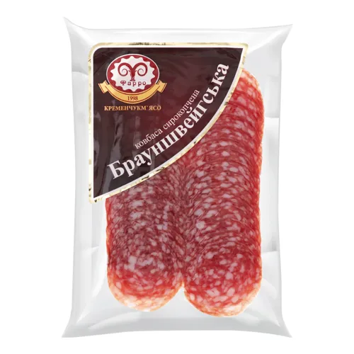 Ковбаса Брауншвейгська Фарро сиров'ялена вищого ґатунку 80г