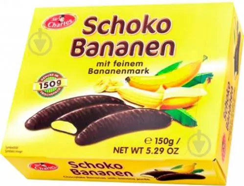 Цукерки Sir Charles, SCHOKO BANANEN, Шоколадні банани, 150г, 24шт/яш