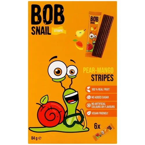 Цукерки Bob Snail Грушево-манговий страйп фруктові 7 х 84г