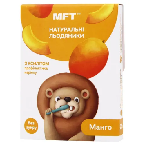 Льодяники натуральні без цукру для дітей Манго MFT 25г
