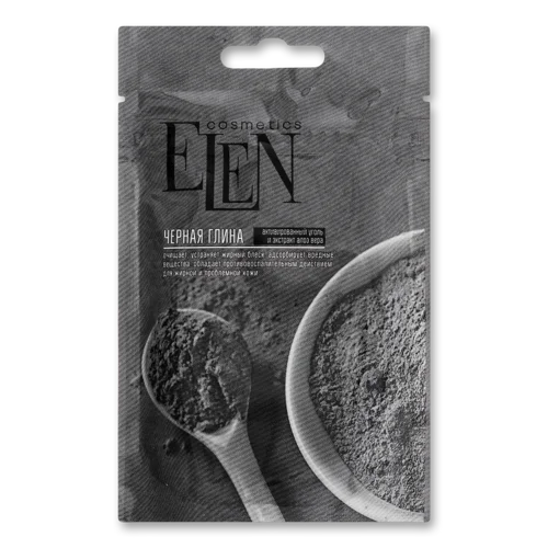 Глина Чорна З Активованим Вугіллям І Екстрактом Алое-Віра, Elen Cosmetics, 50 г