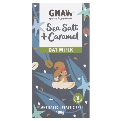 Шоколад Gnaw з вівсяного молока, веганською карамеллю та морською сіллю 100г