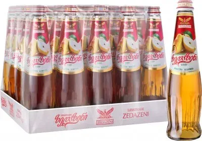 Упаковка грузинського лимонаду Zedazeni безалкогольний газований напій зі смаком Груши 0.5л х 20 шт