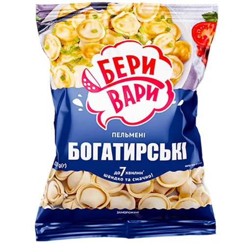 Пельмені Три Ведмеді Бери Вари Богатирські 0,8кг