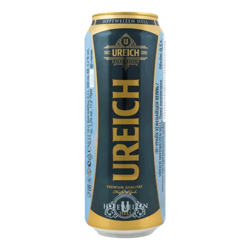Пиво Ureich Hafeweizen Hell 5.2% ж/б 0.5л