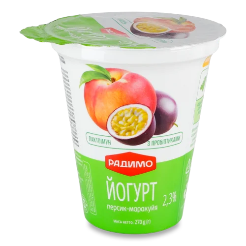 Йогурт Десертний Персик-Маракуйя Лактоімунізований ст, 2.3%, 270г