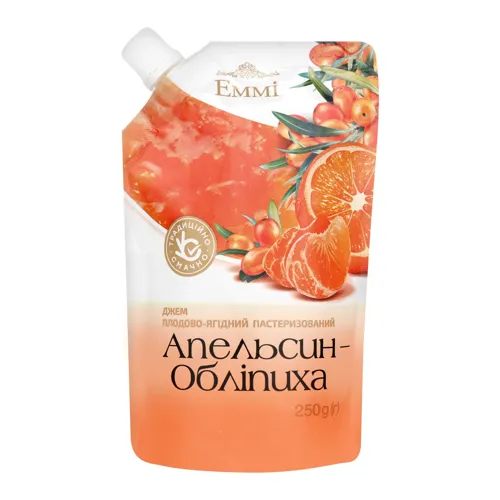 Джем плодово-ягідний пастеризований Апельсин-Обліпиха Emmi д/п 250г