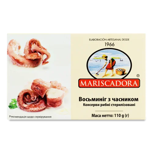 Восьминіг Варено-Копчений З Часником, Картонна Упаковка 110г