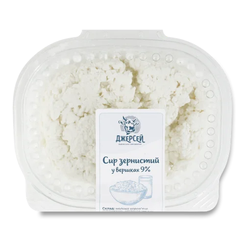 Сир Кисломолочний Зернистий 9% У Вершках Львівська Сироварня Джерсей, п/у, 500г