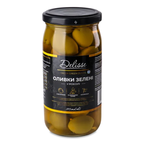 Оливки Зелені З Кісточкою У Розсолі, с/б 370мл