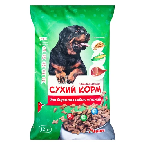 Корм сухий Auchan з м'ясом для собак 12кг