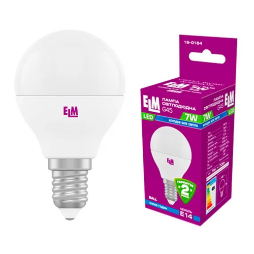 Лампа ELM Led сфера 7W PA10S E14 4000 D45 18-0164