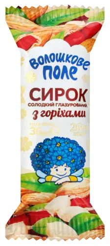 Сирок глазурований 26% з горіхами Волошкове поле м/у 36г