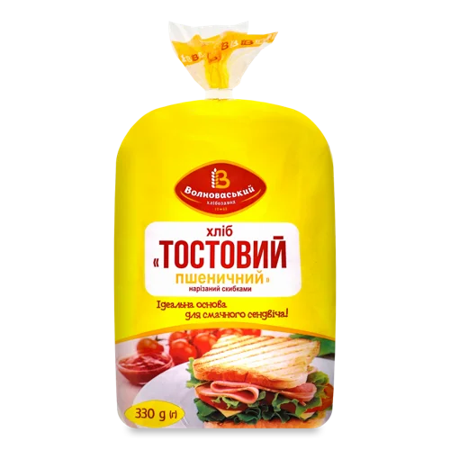 Хліб Тостовий Пшеничний В/ґ, Нарізний, 330г