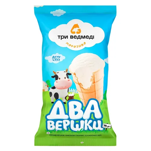 Морозиво «Три ведмеді» «Два вершки» у вафельному стакані, 70г