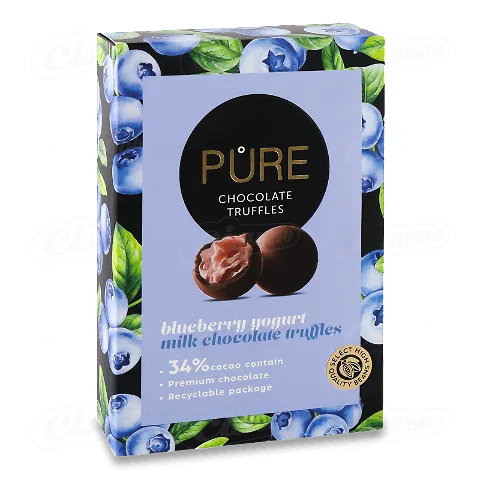 Цукерки Pure Chocolate трюфелі йогурт з лохиною, 148г