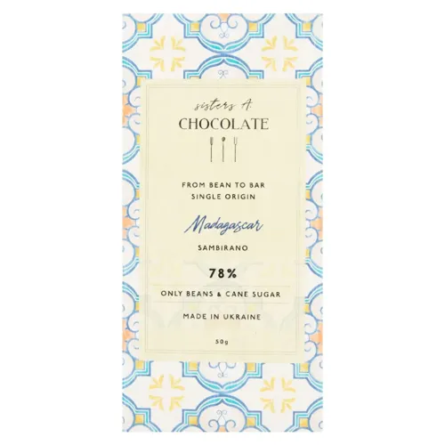Шоколад чорний Sisters A. Chocolate Мадагаскар 78%, 50г