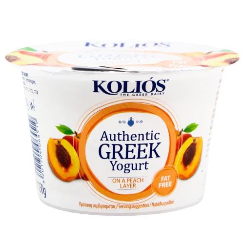 Йогурт Kolios Грецький артизанський з персиком 0% 150г