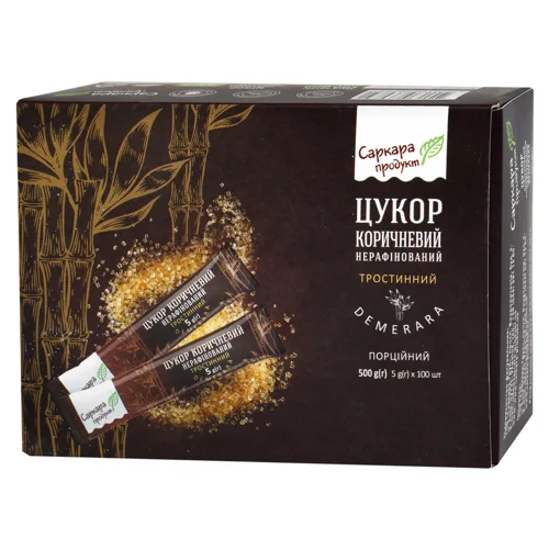 Цукор Саркара коричневий тростинний нерафінований 5г*100шт