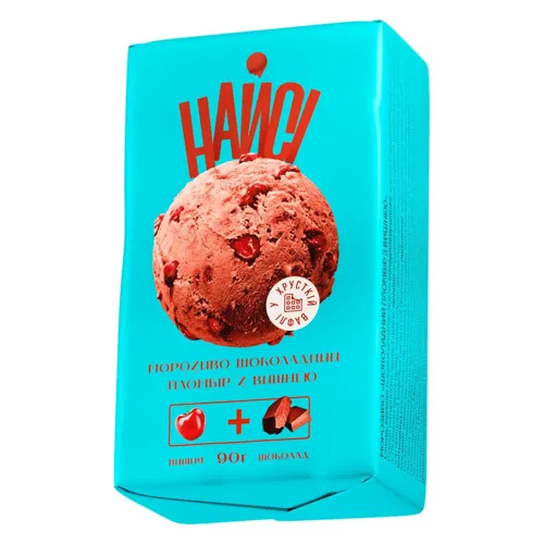 Морозиво Пломбір шоколадний з вишнею Найсі 90г брикет