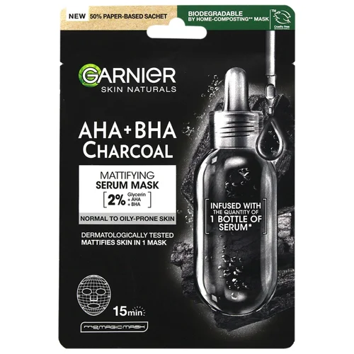 Маска Garnier Skin Naturals Очисне Вугілля та водорості 28г