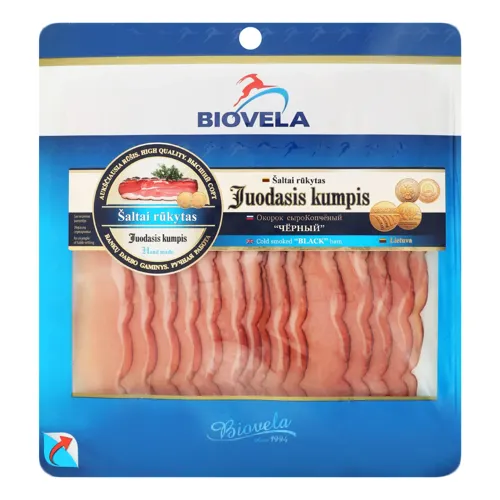 Шинка чорна Biovela сиров'ялена лоток 0.11кг