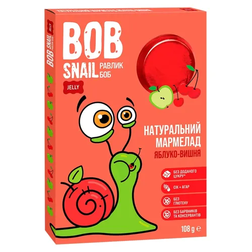 Мармелад Bob Snail яблуко-вишня без цукру 108г