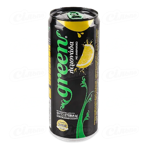 Напій Green зі смаком лимонаду безалкогольний газований у залізній банці, 0,33л
