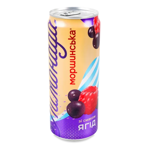 Напій Безалкогольний Соковмісний Середньогазований Зі Смаком Ягід Лимонада Моршинська, з/б 0.33л