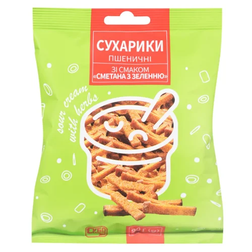 Сухарики Субота пшеничні зі смаком сметани із зеленню 90г