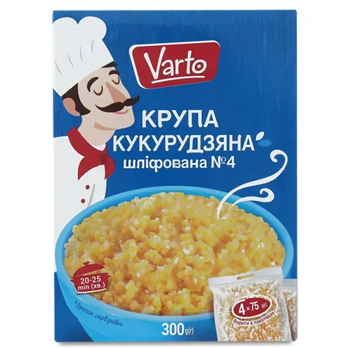 Крупа Varto кукурудзяна шліфована №4 в пакетиках 4шт х 75г