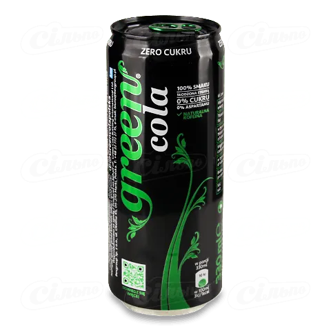 Напій Green зі смаком коли безалкогольний газований у залізній банці, 0,33л