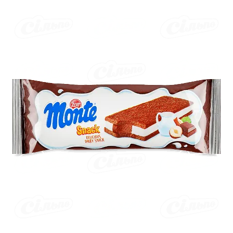 Тістечко Zott Monte з вершковим наповненням молока шоколаду та лісових горіхів 29г