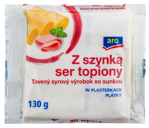 Сир 36.2% плавлений з шинкою скибочки ARO м/у 130г
