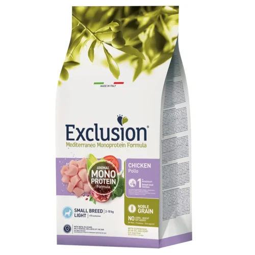 Корм сухий Exclusion Light з куркою для собак малих порід із зайвою вагою 500г