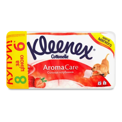 Туалетний Папір Kleenex Cottonelle Aroma Care полуниця, м/у 8 шт