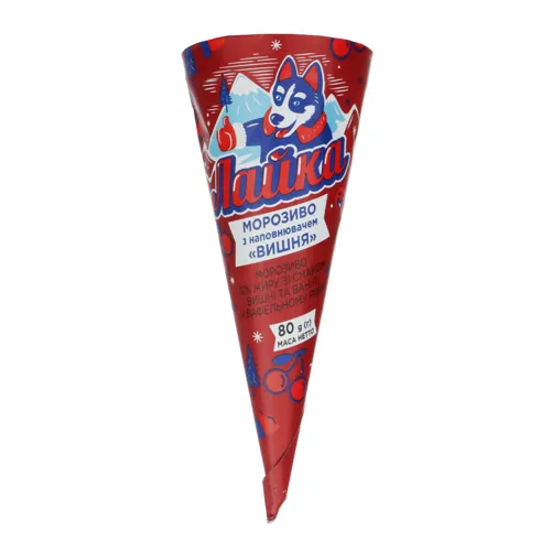 Морозиво 12% у вафельному ріжку Вишня-ваніль Лайка м/у 80г
