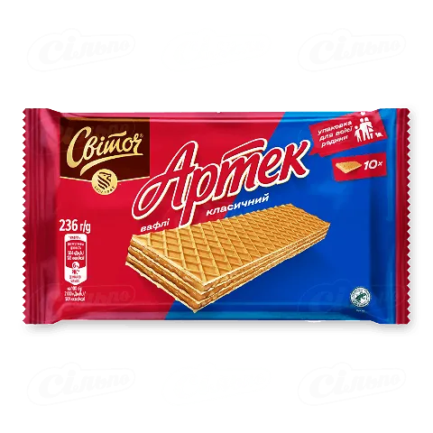 Вафлі «Світоч» «Артек» класичні, 236г