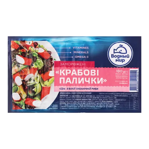 Крабові палички заморожені Водний Світ вищого ґатунку 100г
