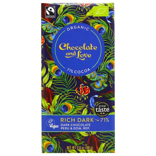 Шоколад чорний Chocolate and Love органічний 71% 80г