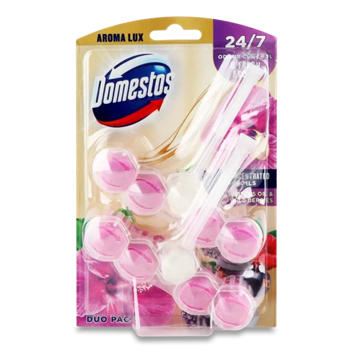 Блок для Чищення Унітазу Aroma Lux Domestos 2x55г, з Гібіскусом та Лісовими Ягідками