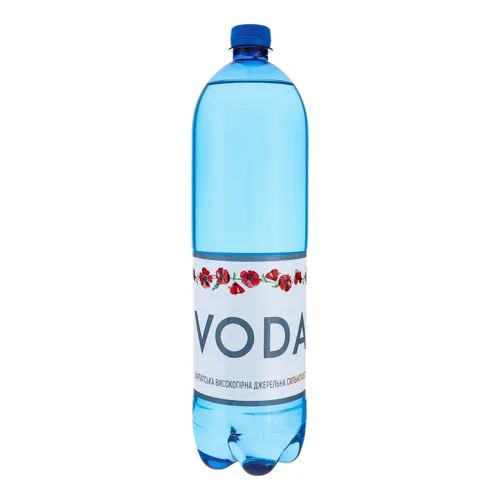 Вода мінеральна Voda Ua Карпатська високогірна джерельна сильногазована 1.5л