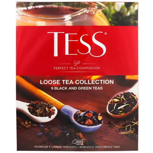Чай Tess Набір 9 смаків чорного-зеленого листового чаю 355г