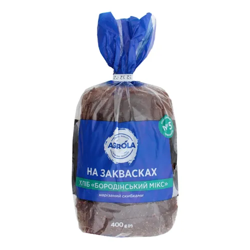 Хліб на заквасках половинка в нарізці Бородинський Мікс Agrola м/у 400г