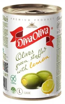 Оливки Diva Oliva зелені з лимоном 300г А*, 300г