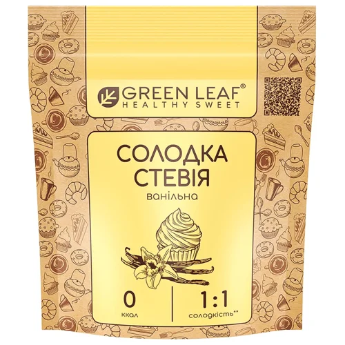 Замінник цукру Green Leaf Солодка стевія ванільна 100г