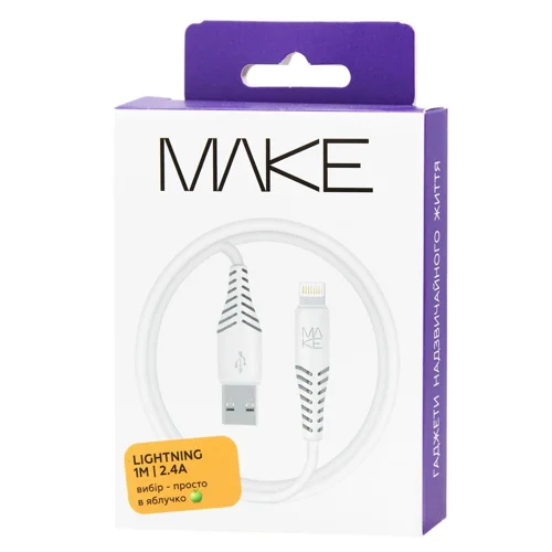 Кабель Make Lightning 2,4A PVC 1м