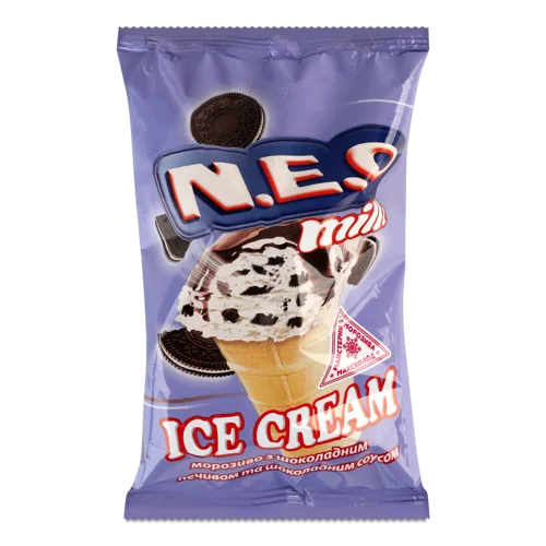 Морозиво 12% З Шоколадним Печивом Та Шоколадним Соусом В/ґ У Вафельному Стаканчику Milk N.E.O, 80г