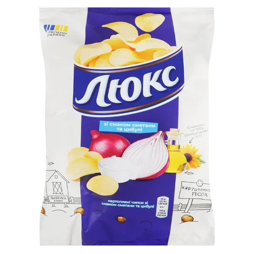 Чипси Люкс зі смаком сметани та цибулі, 125г